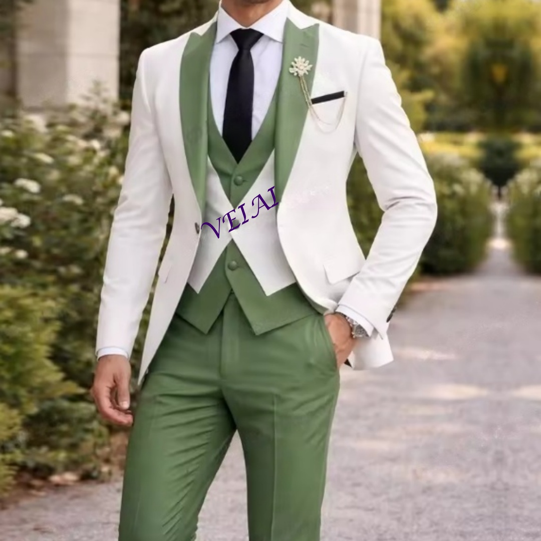 Men'S Grooming Jacket - Özelleştirilmiş Yeni Beyaz ve Nane Yeşili