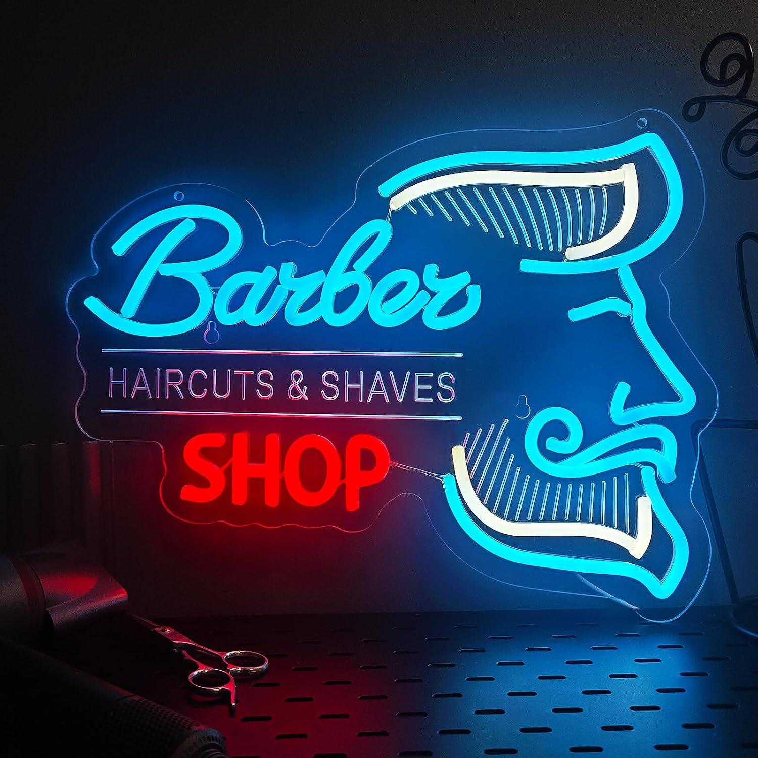 Men'S Grooming Barbershop - Berber Dükkanı Neon Tabelası, USB ile