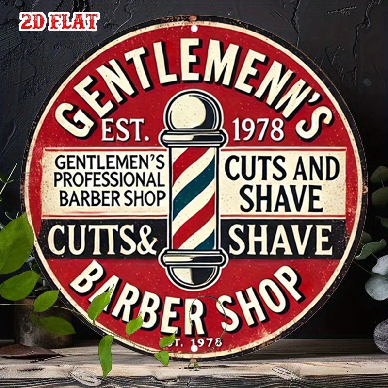 Men'S Grooming Barbershop - Klasik Berber Dükkanı 2D Düz Yuvarlak
