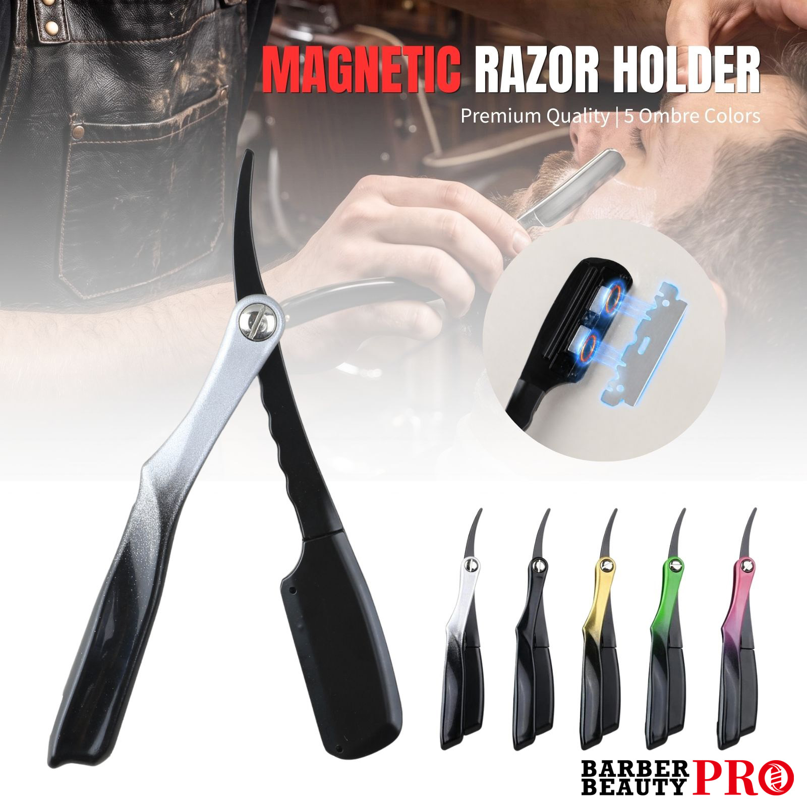 Men'S Grooming Barbershop - Manyetik Katlanır Düz Jilet Tutucu Kaymaz