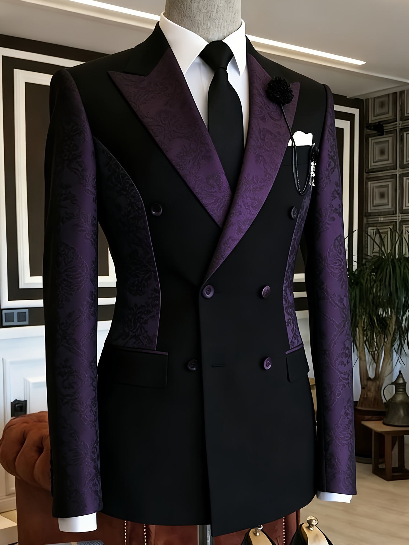Erkek Siyah Kruvaze Blazer Mor - Jack Men'S Grooming incelemesi ve fiyatı
