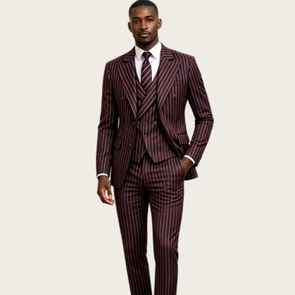 Bordo İnce Çizgili Erkek Takım - Men'S Grooming Jacket incelemesi ve fiyatı